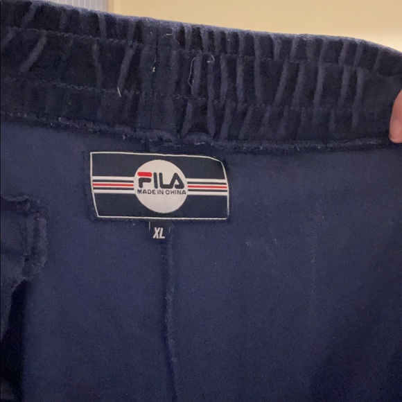 Navy Velour FILA Sweatpants XL - Picture 6 of 7